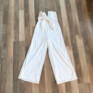 Lulus full body all white airy jumpsuit with bow tie in front medium